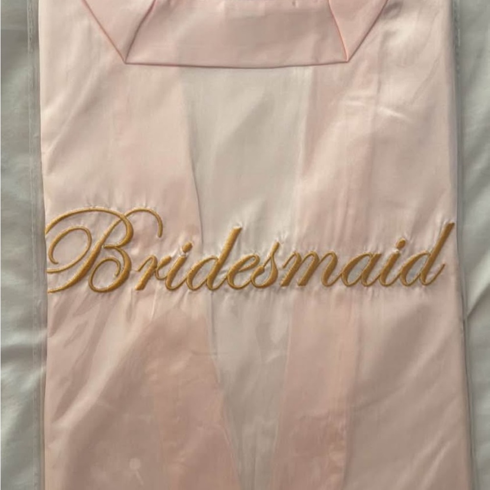 2 Pink Bridesmaid Robe with Gold Embroidery